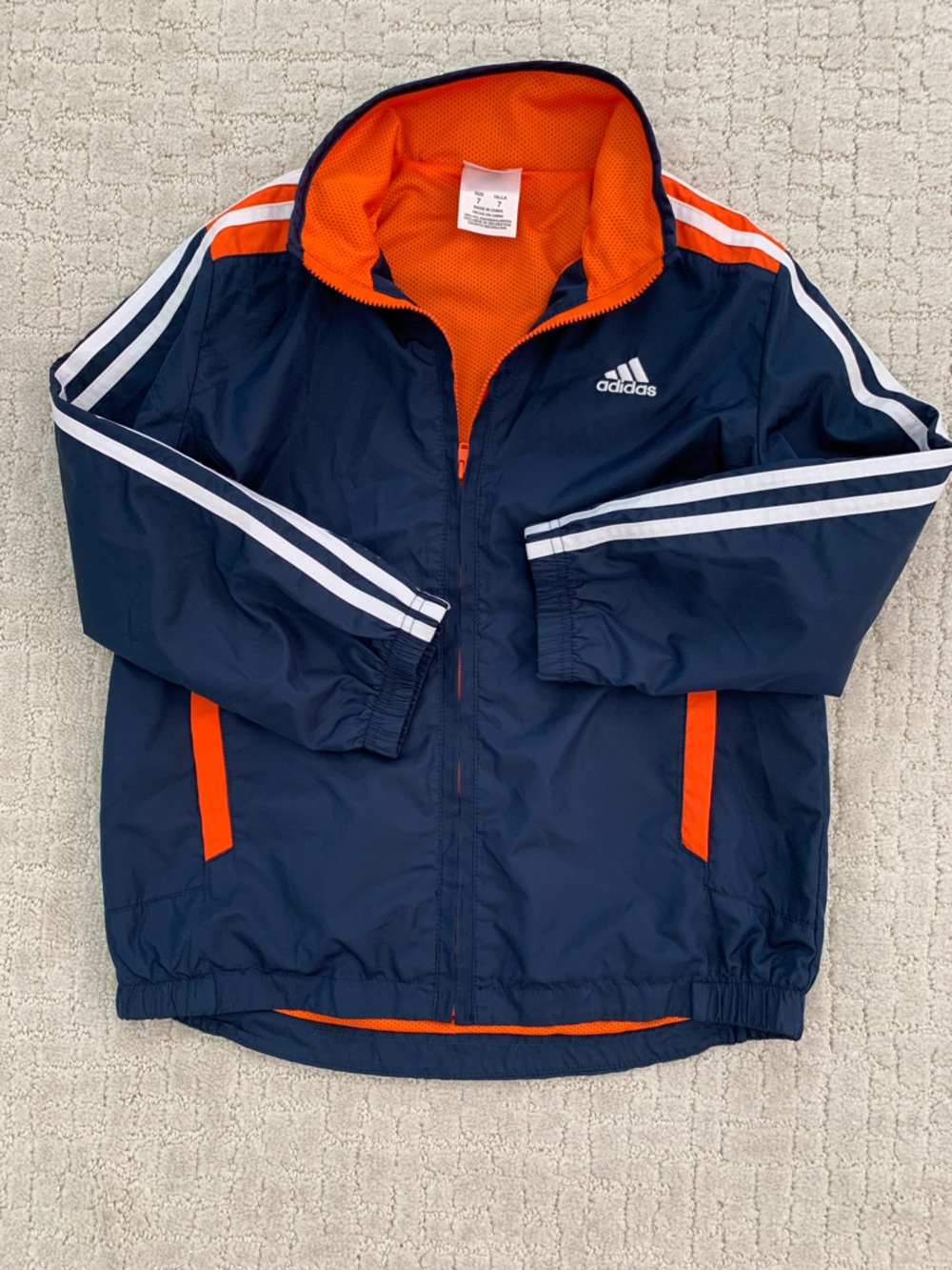 Adidas Kids Navy and Orange Track Jacket Size 7
